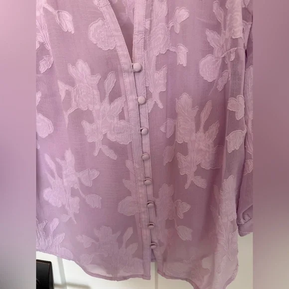 Anthropologie Maeve Mallory burnout lavender blouse. Size 8. Worn once. - Picture 3 of 6